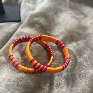 Elegant Orange and Pink Bangle Set 2pcs